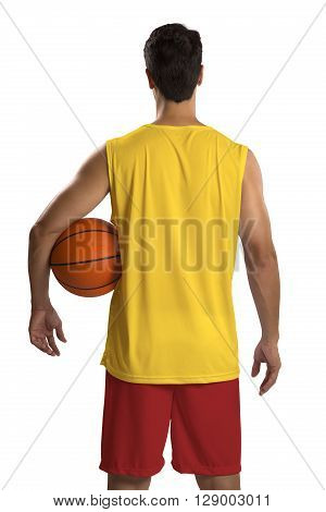 Professional Spanish Basketball Player With Ball.