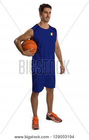 Professional Italian Basketball Player With Ball.