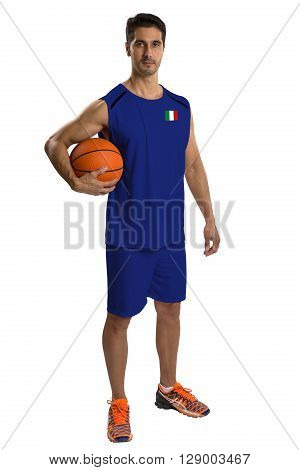 Professional Italian Basketball Player With Ball.