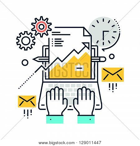 Finance and data concept illustration icon background and graphics. The illustration is colorful flat vector pixel perfect suitable for web and print. It is linear stokes and fills.