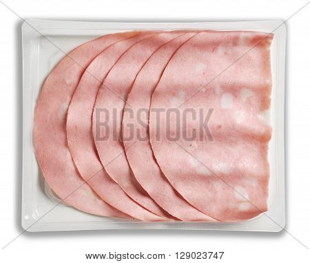 Tray Packaged of Presliced Mortadella Bologna pork