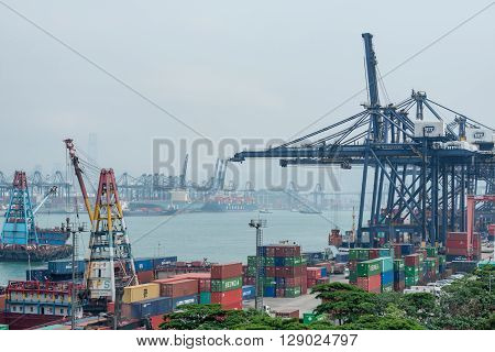 Hong Kong-may 7,2016:the Container Is Loaded / Unloaded At Kwai Tsing Container Terminals Is The Mai