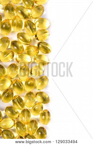 Fish Oil Capsules On White Background