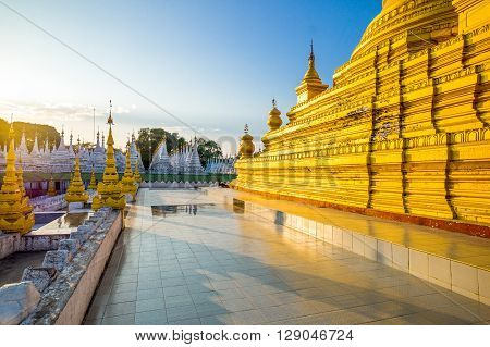 Myanmar Mandalay the Kuthodaw Paya temple known olso as 'the world's biggest book'.