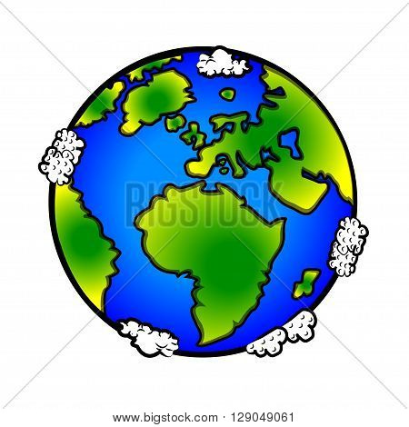 Vector planet Earth icon on white background.