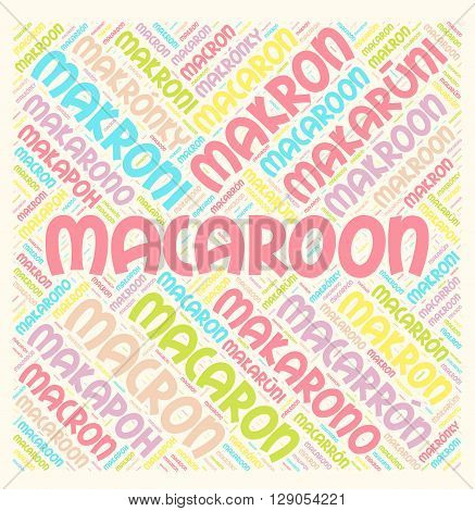 Macaroon in different languages word cloud concept