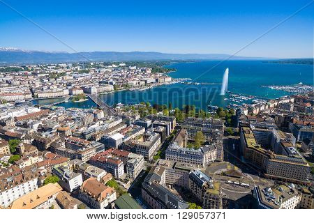 Aerial View Of  Geneva City In Switzerland