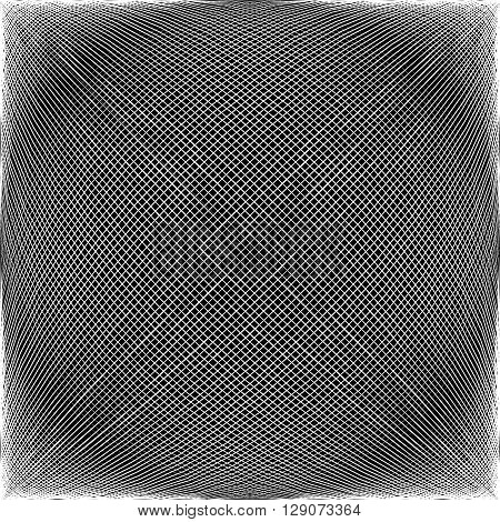 Spherical, Globular Intersecting Lines. Grid, Mesh With Convex Distortion