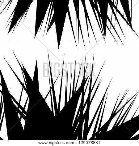 Asymmetric, Irregular Element With Scattered Edgy, Pointed Shape. Sharp, Spiky Monochrome Graphic /