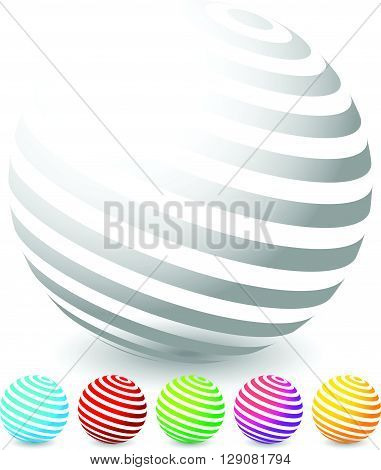 Striped Spheres In 6 Colors.