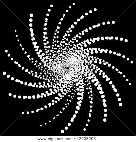 Artistic Circular Concentric Design Element With Random Dots. Dotted Spiral.
