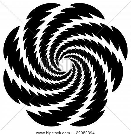 Circular, Rotating Spiral, Vortex Element, Motif. Abstract Geometric Shape. Non-figural Monochrome I