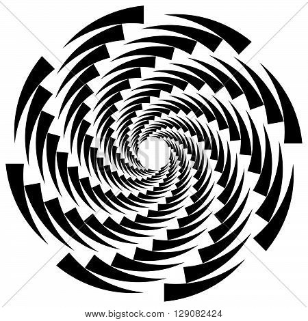 Circular, Rotating Spiral, Vortex Element, Motif. Abstract Geometric Shape. Non-figural Monochrome I