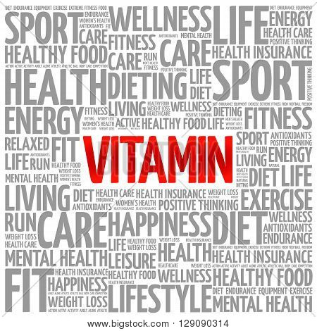 VITAMIN word cloud presentation background health concept