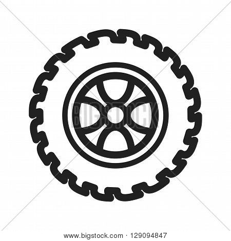 Tyre, car, black icon vector image. Can also be used for car servicing. Suitable for use on web apps, mobile apps and print media.