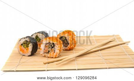 sushi isolated on white background, rice, roll,