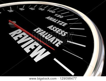 Review Analyze Evaluate Assess Speedometer 3d Illustration