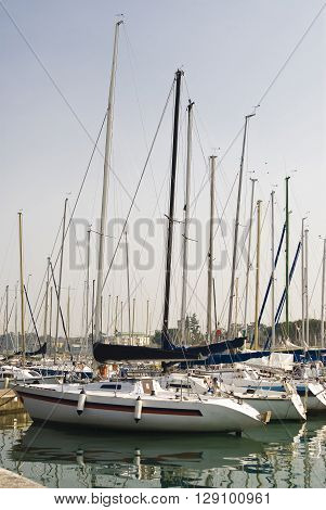 Marina with yachts in Genoa in Italy.