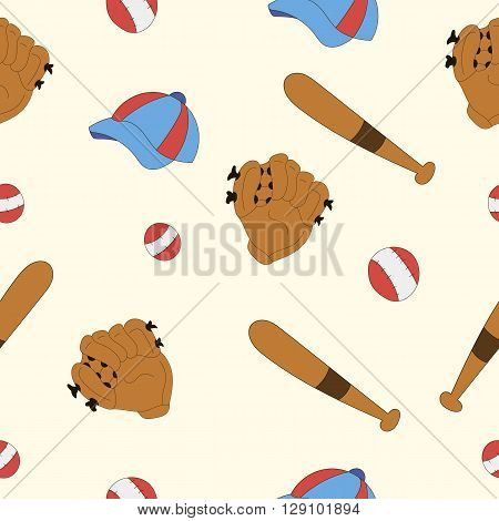 set for baseball, glove, cap, bat, game, sport, pattern