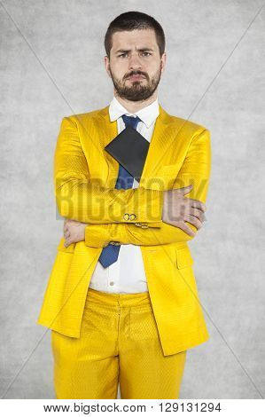 Serious Businessman And Envelope Protruding From The Jacket
