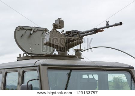 Military Vehicle With Heavy Machine Gun
