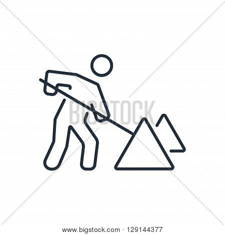 Roadwork icon in thin line style. Vector illustration. Vector symbols.