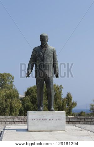 HERAKLION GREECE - AUGUST 1 2013: Monument Eleftherios Venizelos one of the leaders of the revolutionaries who sought in 1897 unification of Crete with Greece