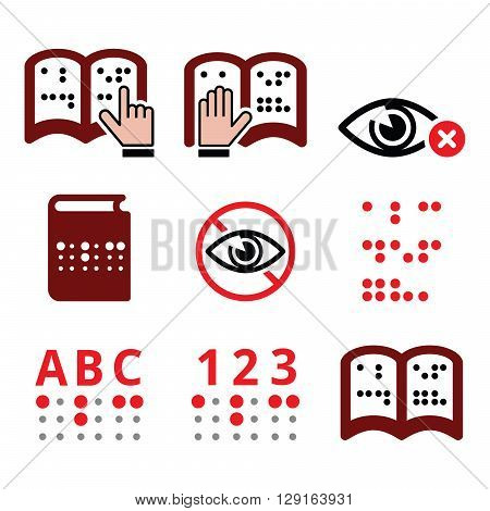 Blind people, Braille writing system icon set