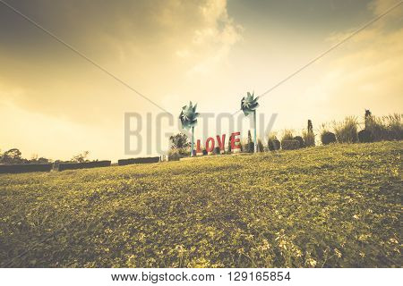 Flower garden in vintage for background .