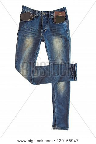 Jeans smart phone passport key note book for traveling concept