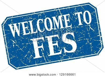 welcome to Fes blue square grunge stamp