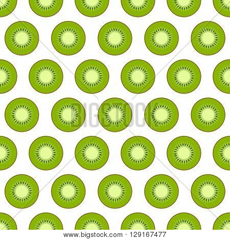 Seamless pattern with kiwi on a white background. Vector illustration