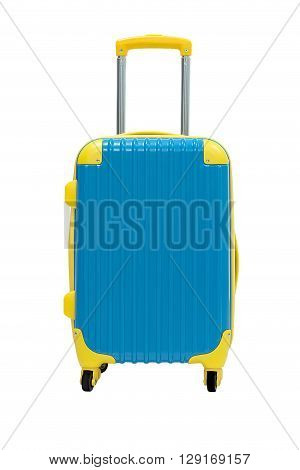 Travel suitcase in blue color isolate on white
