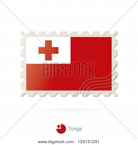 Postage Stamp With The Image Of Tonga Flag.