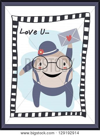 Humpty Dumpty lover with heart envelope card