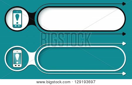 Two abstract buttons with arrows and smart phone