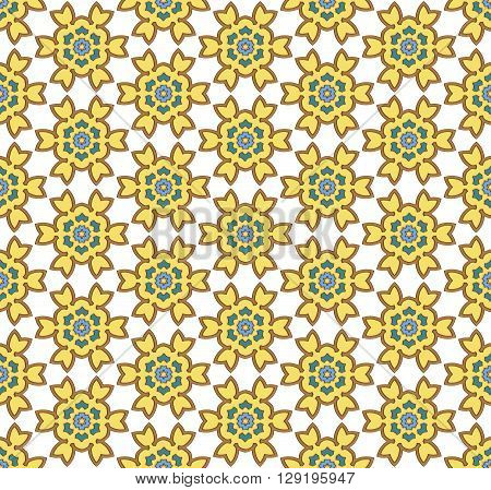 background or fabrick yellow and green floral retro pattern