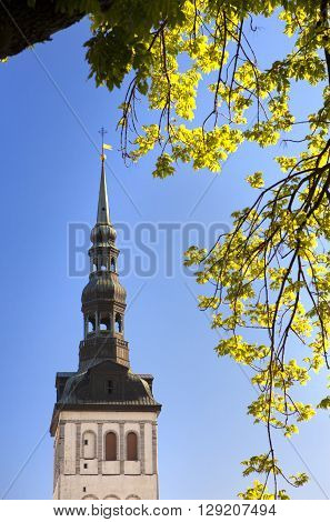 View on St. Nicholas' Church (Niguliste). Old city Tallinn Estonia