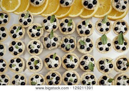 Catering buffet table with a delicious food
