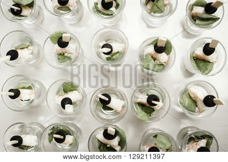 Catering buffet table with a delicious food