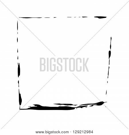 Square frame brush vector grunge paint watercolour ink. Vector old frame. Art frame background. Rectangular outline line black frame