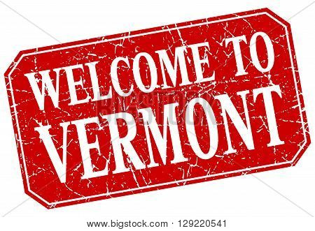 welcome to Vermont red square grunge stamp