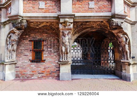 architectural detail of the historical devil house in Arnhem Netherlands that houses a part of the city hall