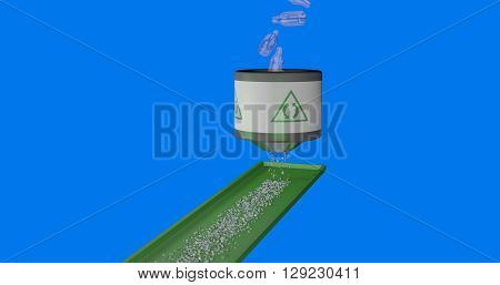 Plastic bottle being recycled in processing system