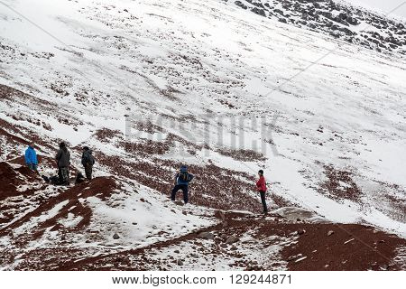 Tourists On Cotopaxi Volcano