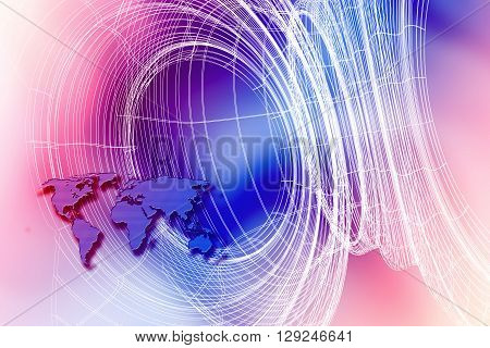 Image of the blue technology background and world map