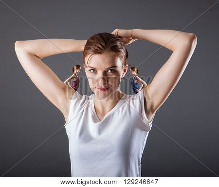 Good and Bad Concept with Woman in Studio shot