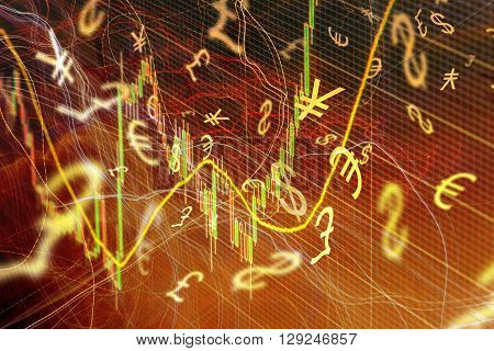 Forex trading background concept with currency symbols