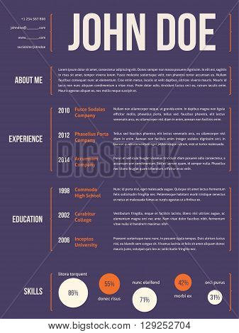 Modern resume cv curriculum vitae template design with curly brackets