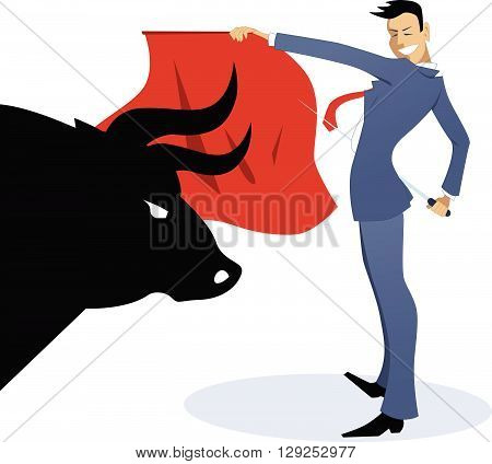 Businessman torero fighting a bull EPS8 vector illustration